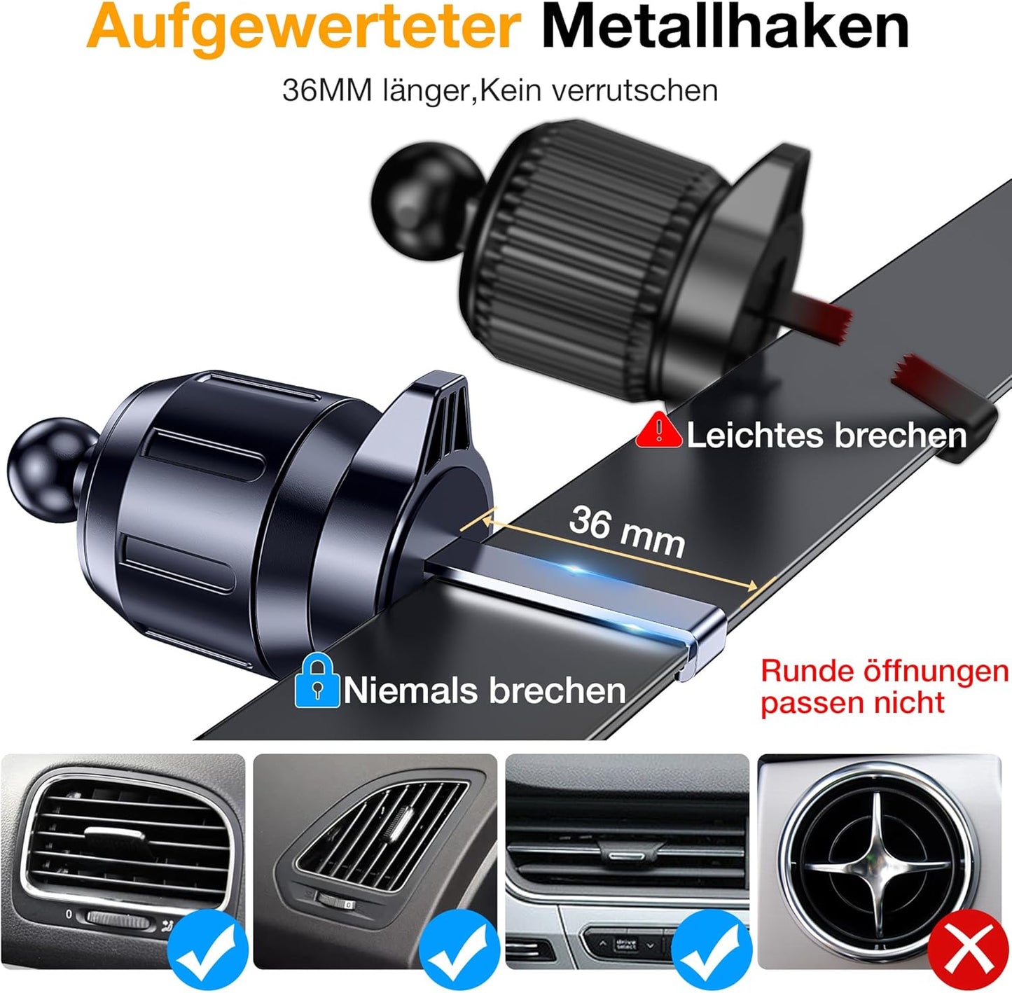 2025 Handyhalterung Auto | 4-in-1 Halter mit Super-Saugkraft, 360° Drehung – Für Armaturenbrett, Windschutzscheibe & Lüftung