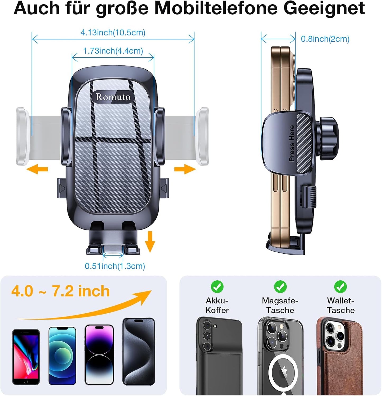 2025 Handyhalterung Auto | 4-in-1 Halter mit Super-Saugkraft, 360° Drehung – Für Armaturenbrett, Windschutzscheibe & Lüftung