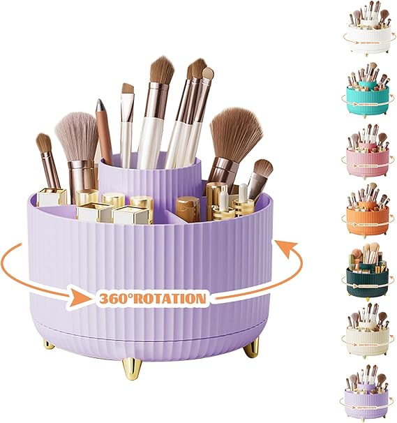 360° Drehbarer Make-up Organizer | Kosmetik Aufbewahrung Box mit 5 Fächern, Rotating Cosmetic Storage für Schminktisch, Badezimmer & Zimmer Deko