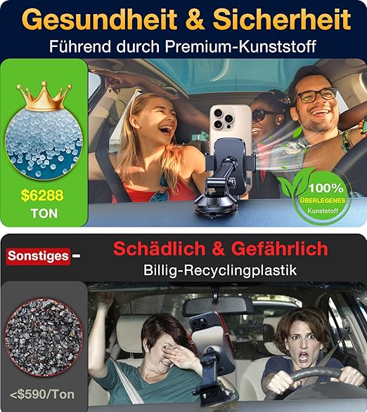 2025 Handyhalterung Auto | 4-in-1 Halter mit Super-Saugkraft, 360° Drehung – Für Armaturenbrett, Windschutzscheibe & Lüftung