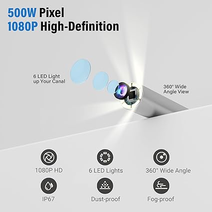 1080P WiFi Ohrreiniger mit Kamera | Ohrenschmalz Entferner, Endoskop mit 360° Sicht & 6 LEDs – IP67 Wasserdicht