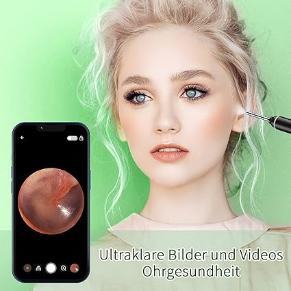 1080P WiFi Ohrreiniger mit Kamera | Ohrenschmalz Entferner, Endoskop mit 360° Sicht & 6 LEDs – IP67 Wasserdicht