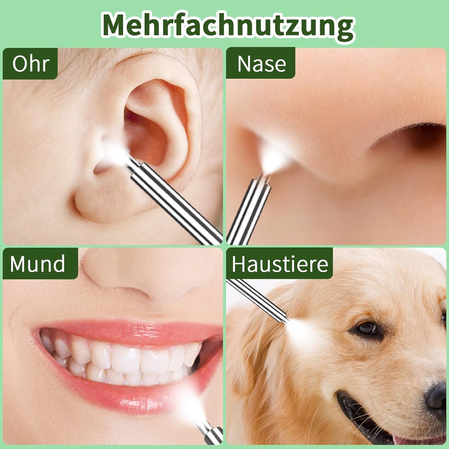 1080P WiFi Ohrreiniger mit Kamera | Ohrenschmalz Entferner, Endoskop mit 360° Sicht & 6 LEDs – IP67 Wasserdicht