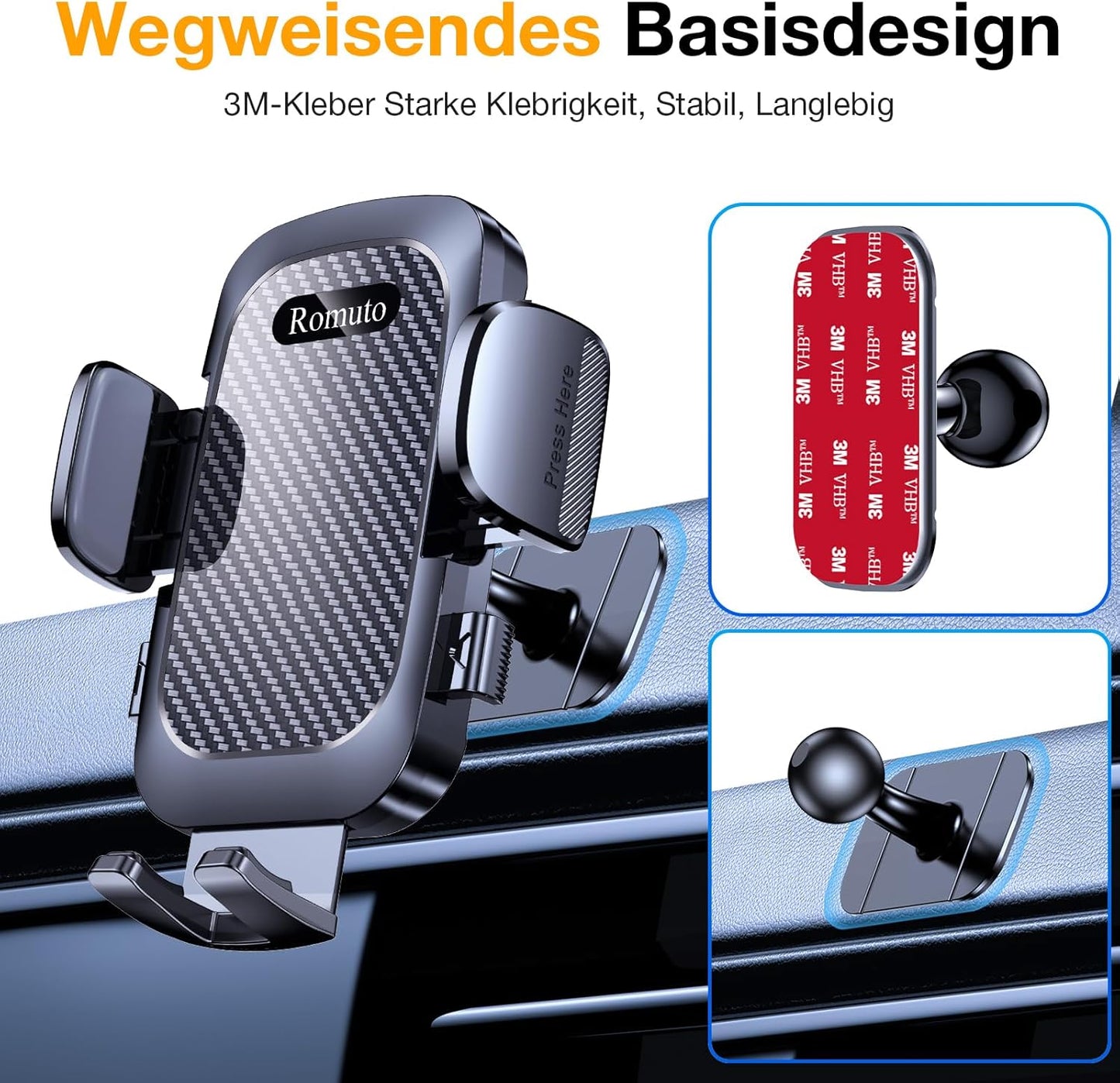 2025 Handyhalterung Auto | 4-in-1 Halter mit Super-Saugkraft, 360° Drehung – Für Armaturenbrett, Windschutzscheibe & Lüftung